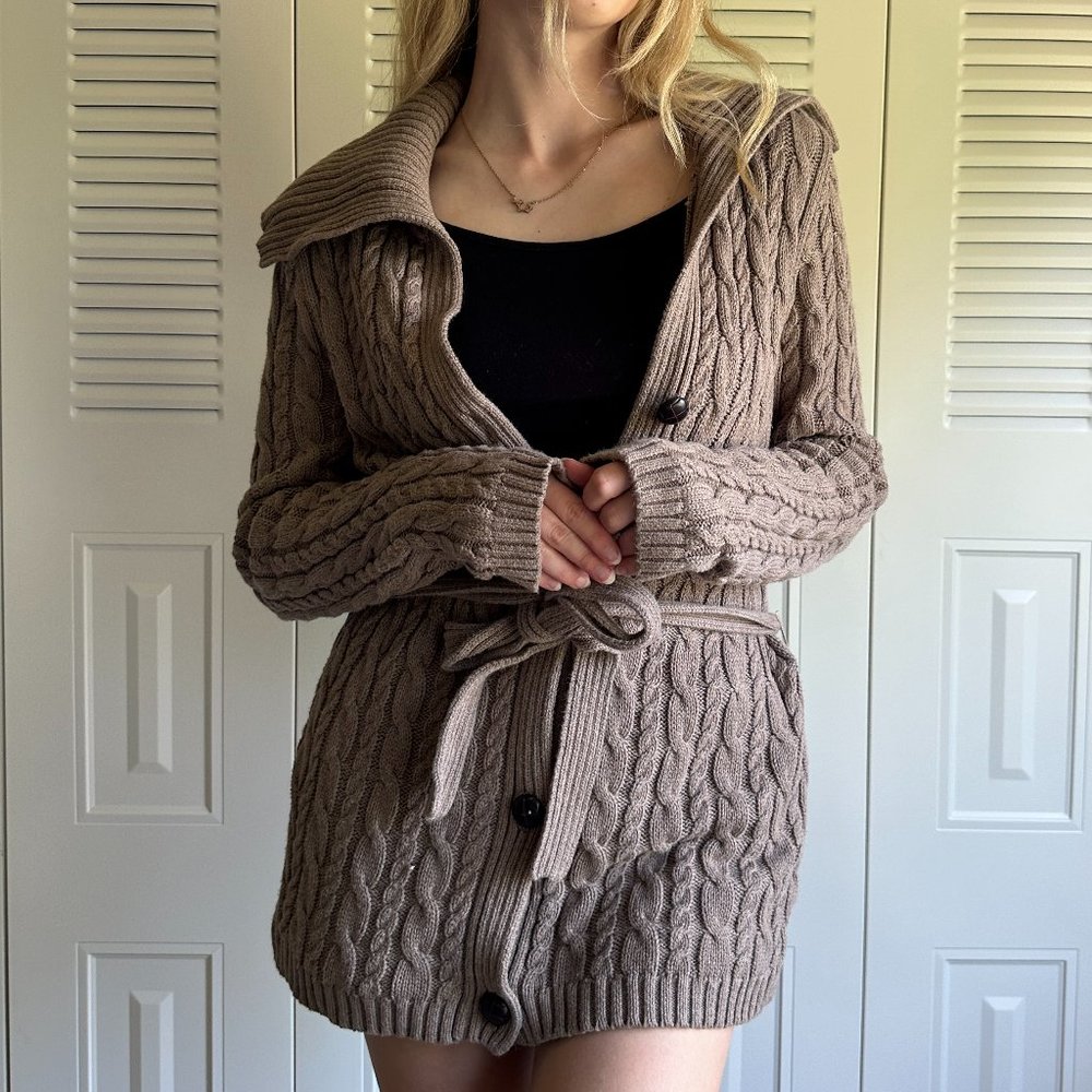 Croft & Barrow Brown Button Up Cardigan, Size Medium